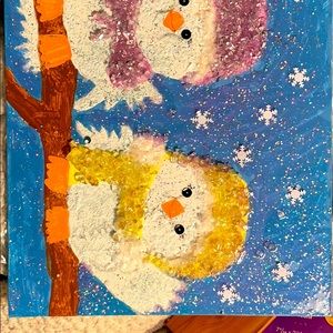 Cute winter birds. Handmade by me!  Resin/crushed glass add  3D bling